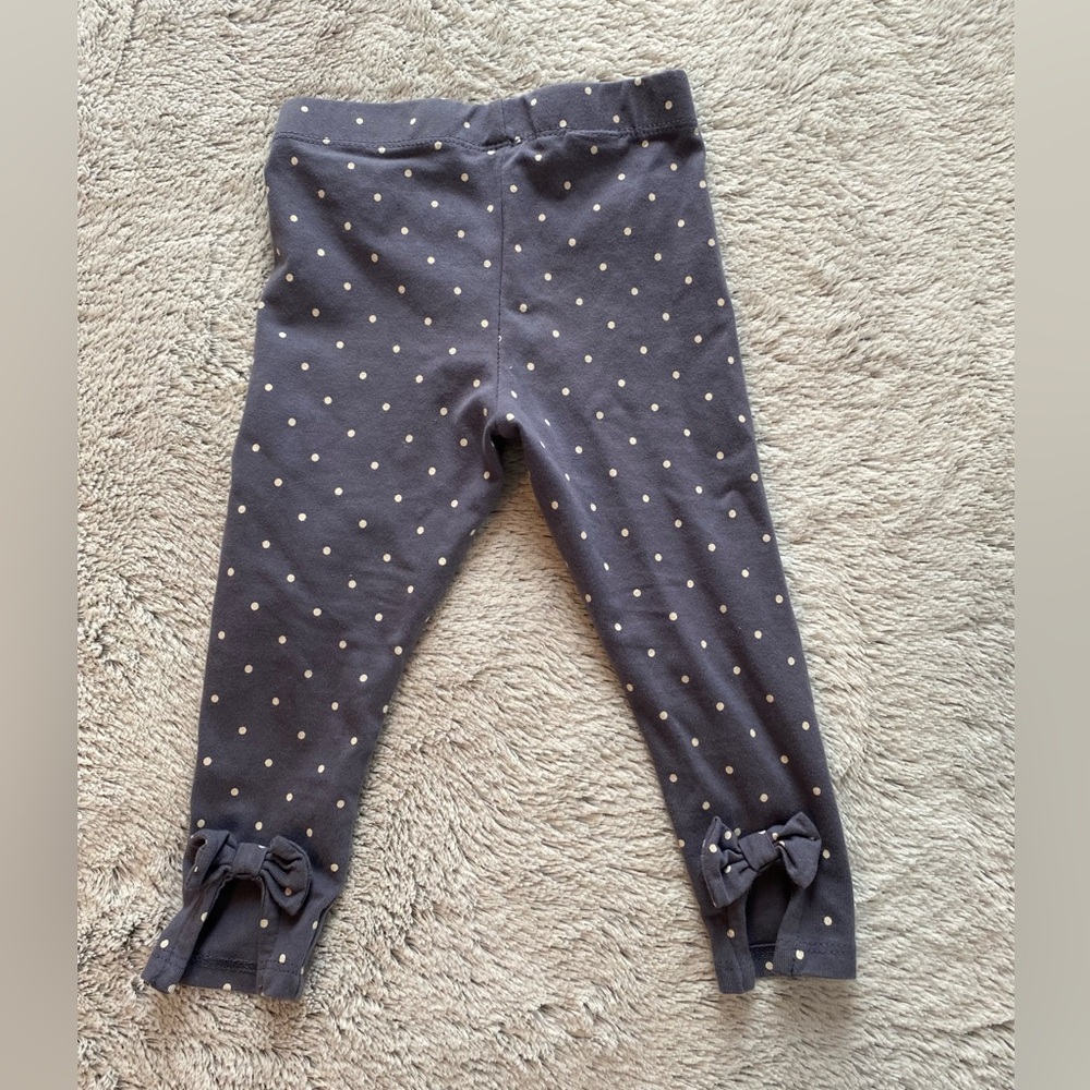 Bundle 3 for $12: Flapdoodles Gray Polka Dot Leggings with Bow Details